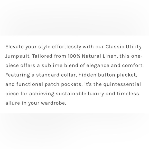 NWT Mate The Label 100% Organic Linen Natural Short Sleeve Button Up Jumpsuit - Picture 10 of 10